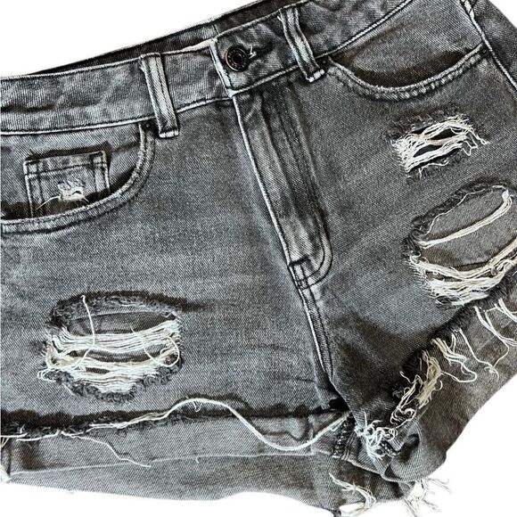 PacSun mom shorts distressed jean black wash denim size 25 - Picture 3 of 13